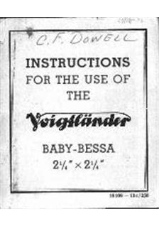 Voigtlander Bessa 6x6 manual. Camera Instructions.